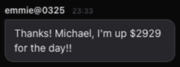 Emmie thanking Michael