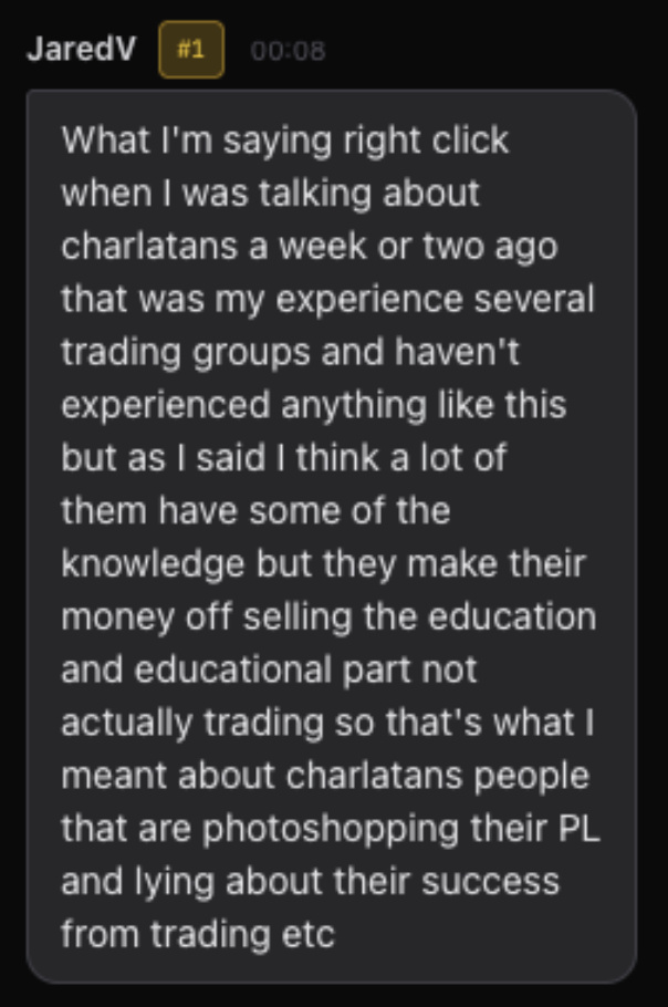 JaredV on his experience with the program