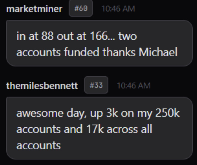 marketminer’s two funded accounts and themilesbennett’s message