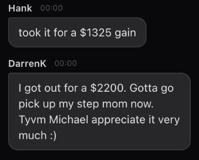 Hank and DarrenK’s thanks for Michael