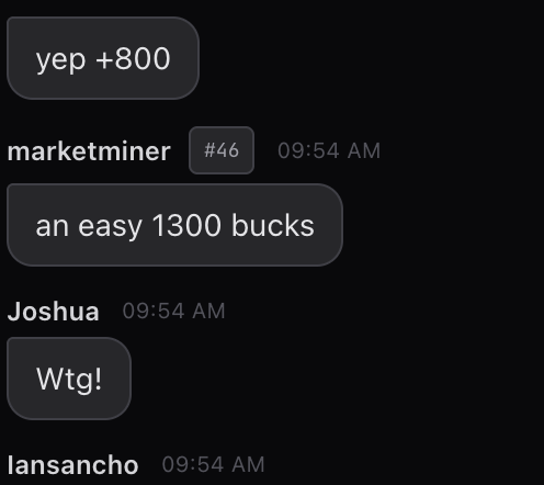 Original member chat screenshot: Member chat with marketminer and Joshua · February 17, 2026